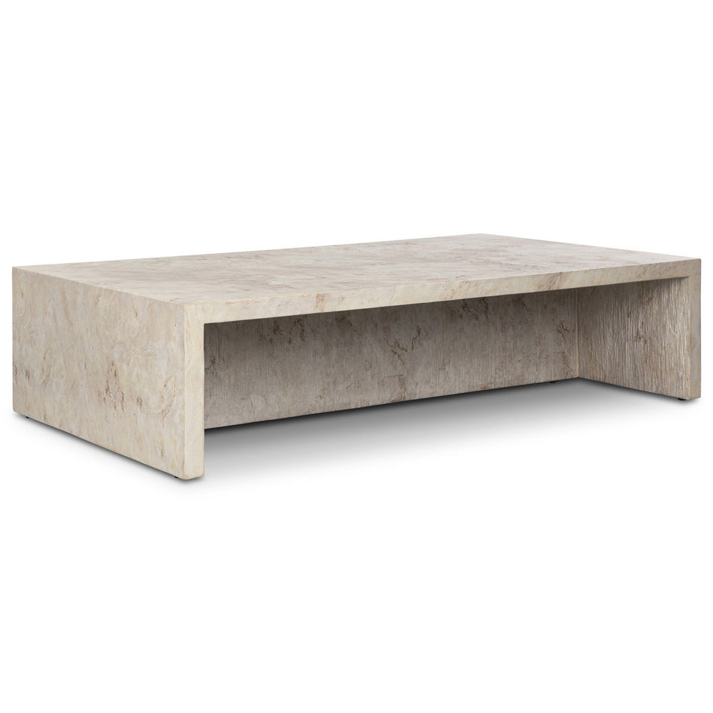 Ludlow Outdoor Coffee Table, Natural Veined Concrete by Four Hands