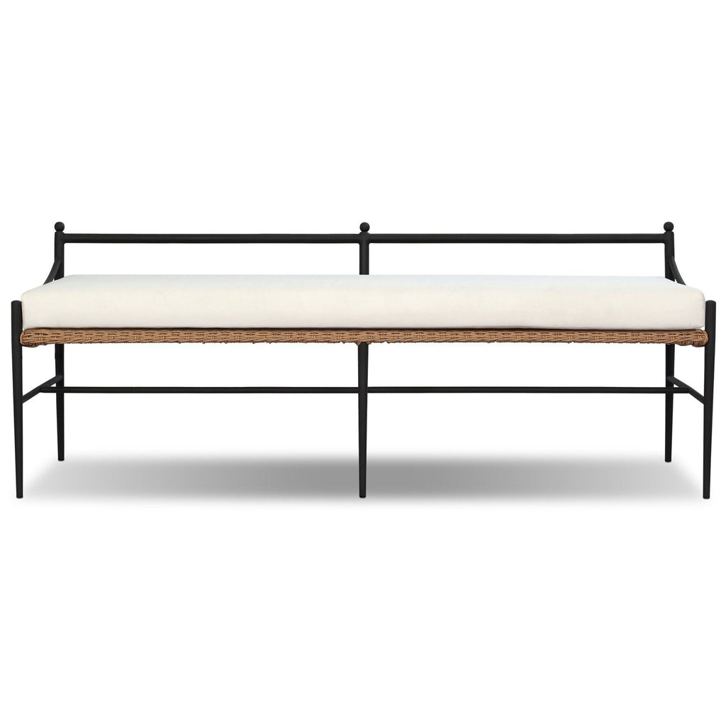 Mae Outdoor Dining Bench, Liller Flax by Amber Lewis x Four Hands ...