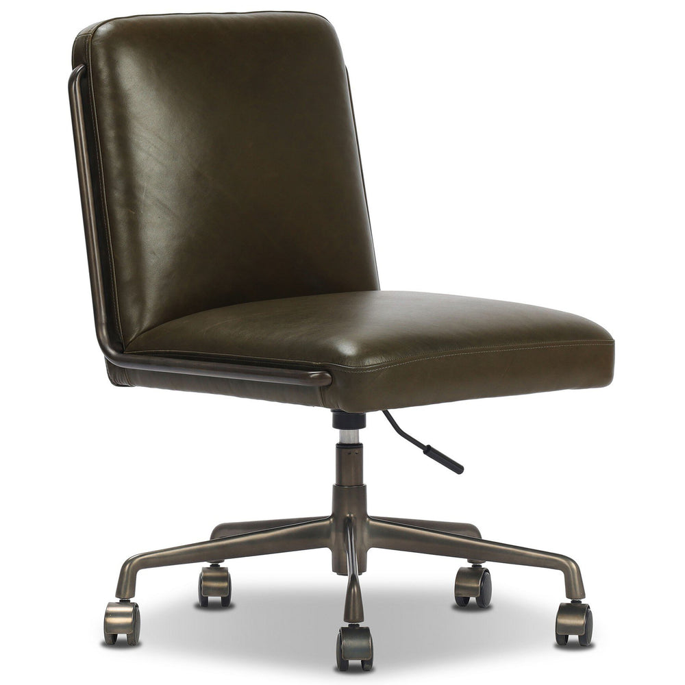 Amos Leather Desk Chair, Dulane Moss by Four Hands