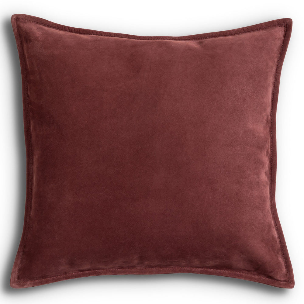 Trenton Leather Pillow, Nubuck Burgundy, by Four Hands