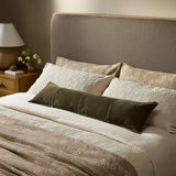 Trenton Leather Lumbar Pillow, Nubuck Olive, by Four Hands