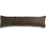 Trenton Leather Lumbar Pillow, Nubuck Olive, by Four Hands