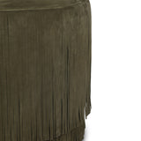 Rooney Leather Ottoman, Nubuck Olive by Four Hands
