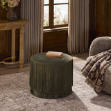 Rooney Leather Ottoman, Nubuck Olive by Four Hands