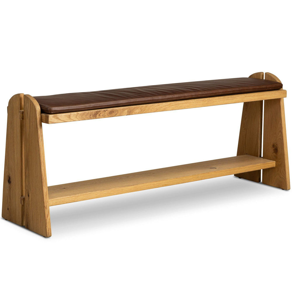 Landrea Leather Accent Bench, Havana Brown by Four Hands