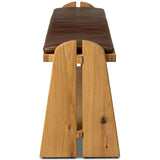 Landrea Leather Accent Bench, Havana Brown by Four Hands