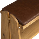 Landrea Leather Accent Bench, Havana Brown by Four Hands