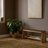 Landrea Leather Accent Bench, Havana Brown by Four Hands