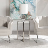 Arnaut Accent Table, Brushed Silver-Furniture - Accent Tables-High Fashion Home