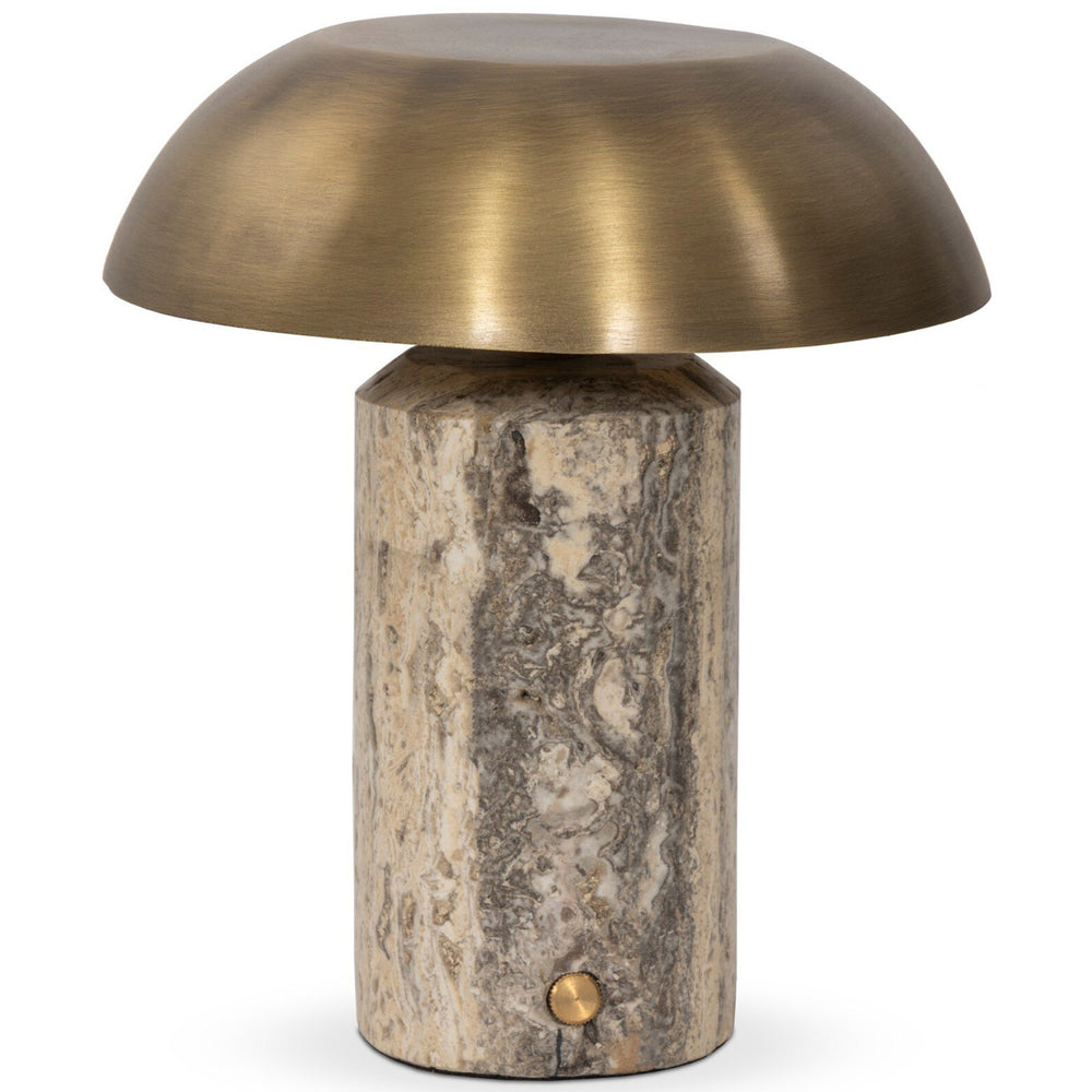 Zana Cordless Table Lamp, Antique Brass/Grey Stripe by Four Hands