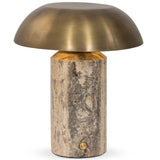 Zana Cordless Table Lamp, Antique Brass/Grey Stripe by Four Hands