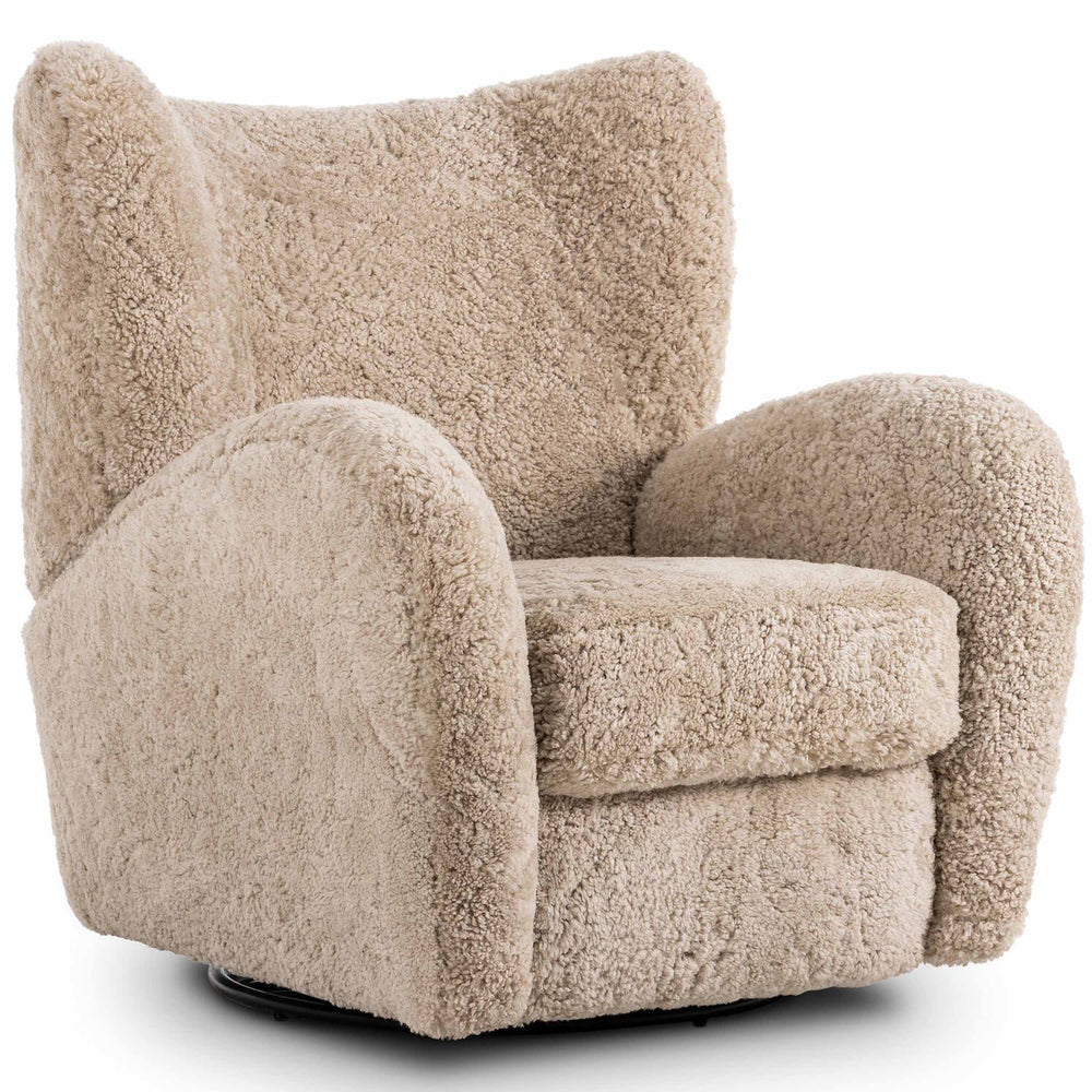Amelie Swivel Recliner, Beige Shearling by Four Hands
