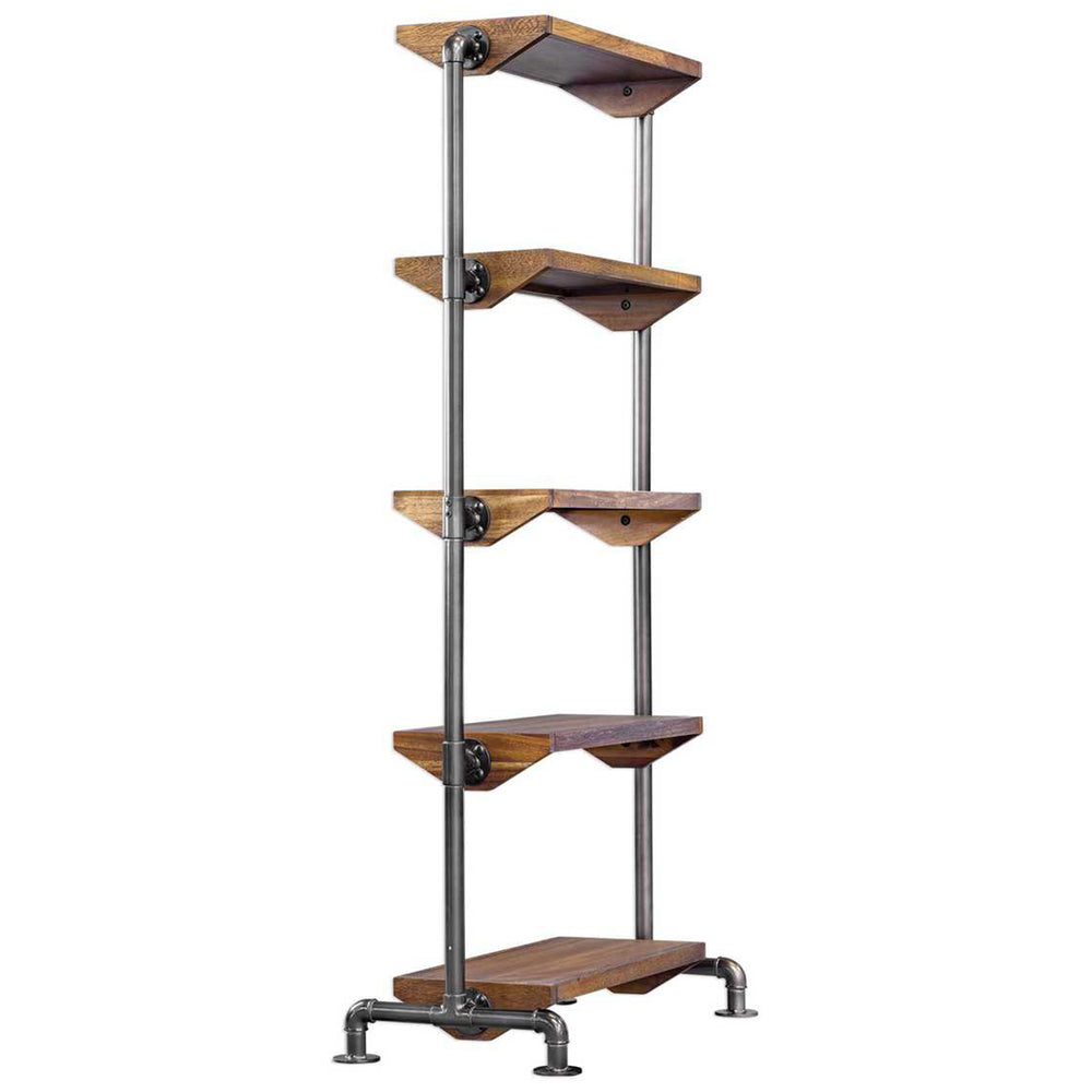Rhordyn Etagere, Aged Gunmetal-Furniture - Storage-High Fashion Home