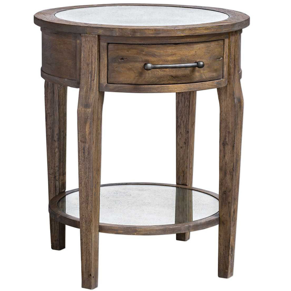 Raelynn Lamp Table, Weathered Pecan-Furniture - Accent Tables-High Fashion Home