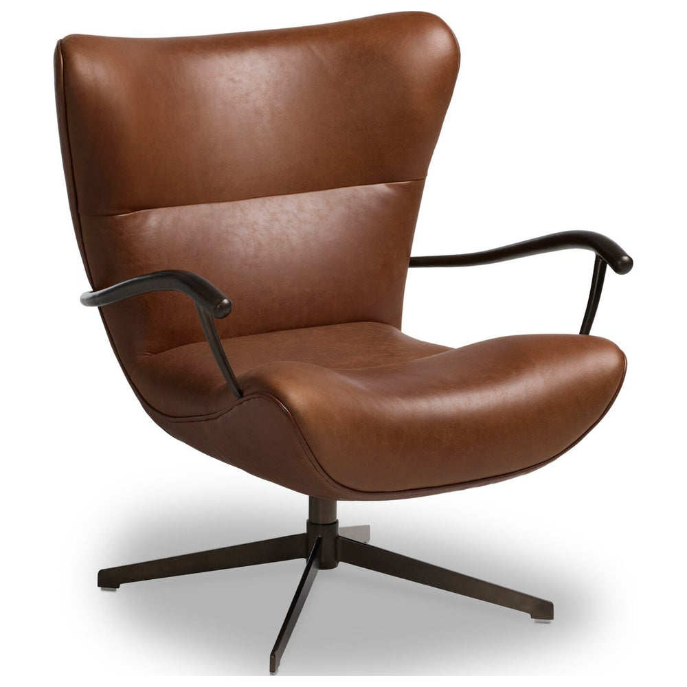 Willow Leather Swivel Chair, Dulane Mahogany by Four Hands — PRM_1