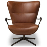 Willow Leather Swivel Chair, Dulane Mahogany by Four Hands — FRT_1