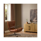 Willow Leather Swivel Chair, Dulane Mahogany by Four Hands — ESS_1