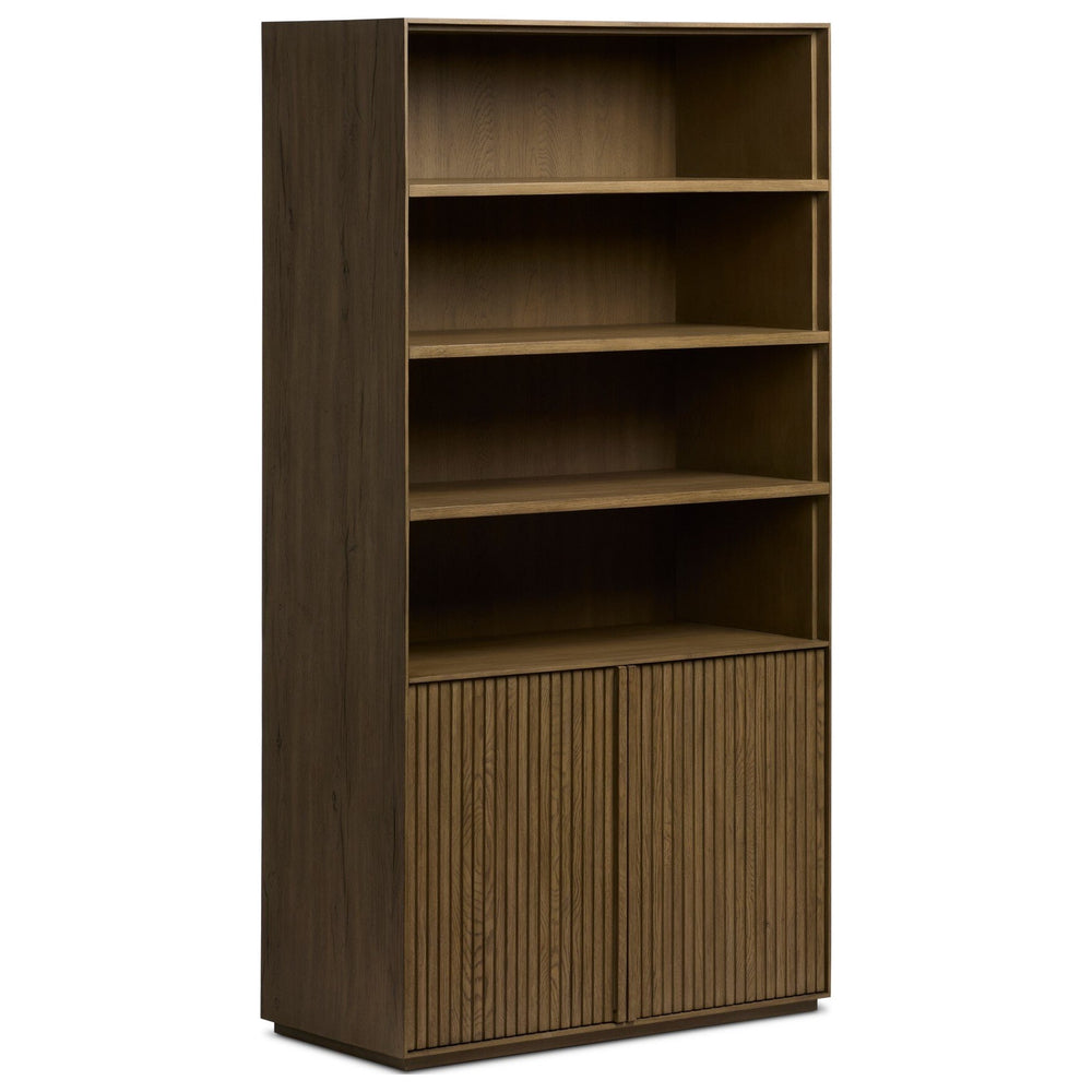 Leo Bookcase, Rustic Grey Veneer by Four Hands — PRM_1