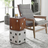 Roll the Dice Accent Table, Natural/White Washed-Furniture - Accent Tables-High Fashion Home
