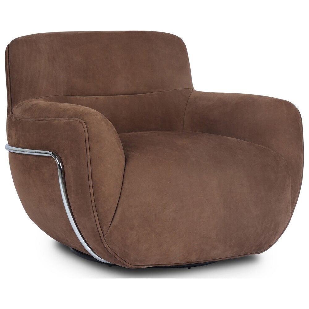 Brahms Leather Swivel Chair, Nubuck Tobacco by Four Hands — PRM_1