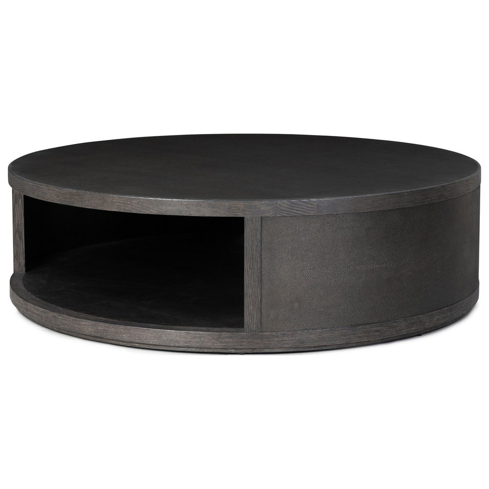 Bucco Round Coffee Table, Black Faux Shagreen by Four Hands — PRM_1
