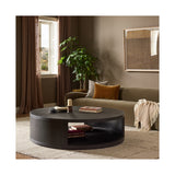 Bucco Round Coffee Table, Black Faux Shagreen by Four Hands — ESS_1