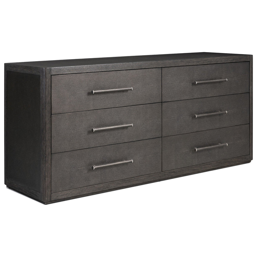 Bucco 6 Drawer Dresser, Black Faux Shagreen by Four Hands — PRM_1