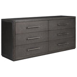 Bucco 6 Drawer Dresser, Black Faux Shagreen by Four Hands — PRM_1