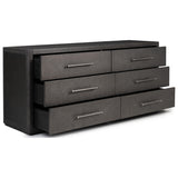 Bucco 6 Drawer Dresser, Black Faux Shagreen by Four Hands — OPN_1