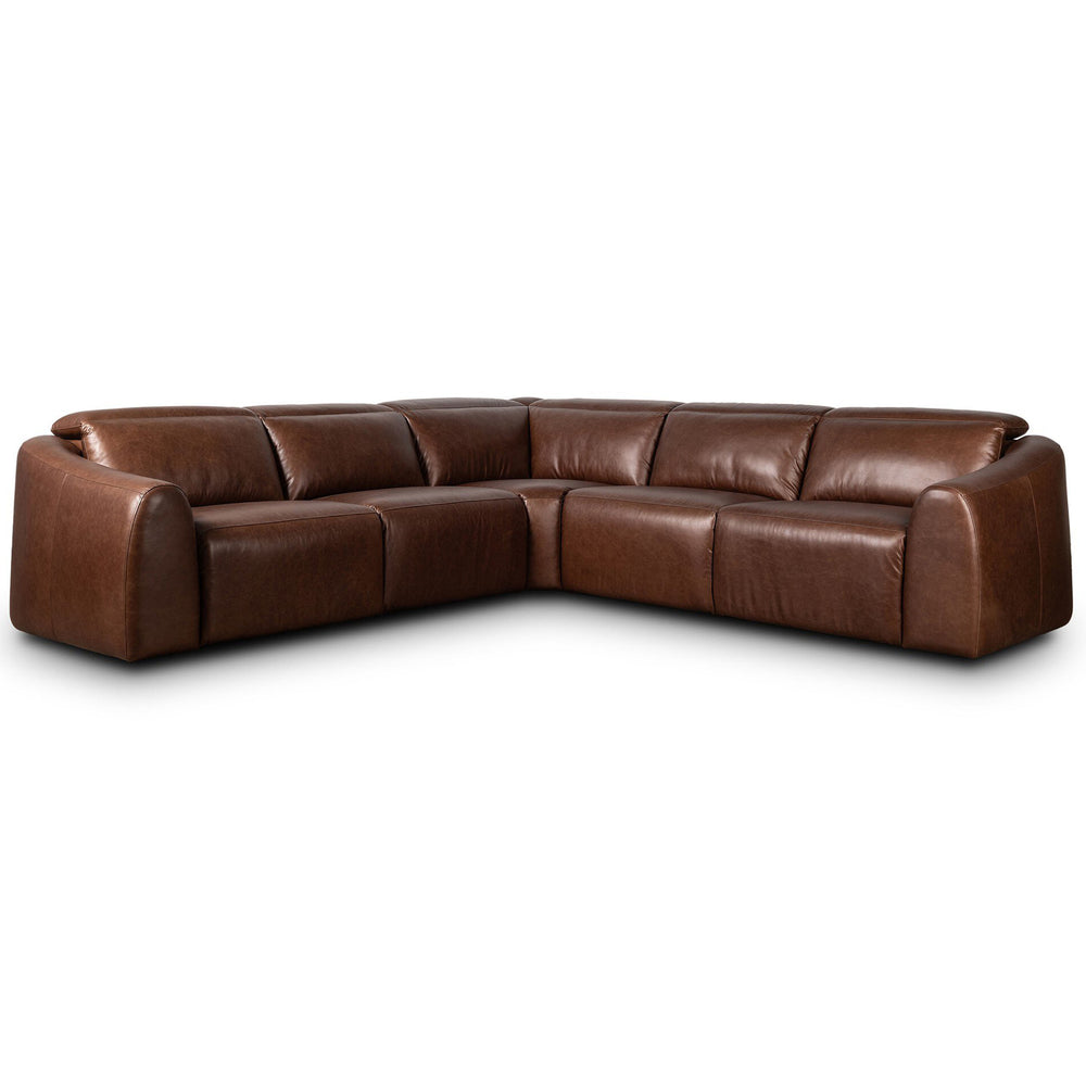Alondra Leather Power Recliner 5 Piece Sectional, Sonoma Coco by Four Hands