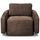 Lanvien Leather Swivel Chair, Nubuck Cigar by Four Hands — FRT_1