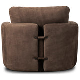 Lanvien Leather Swivel Chair, Nubuck Cigar by Four Hands — BCK_1