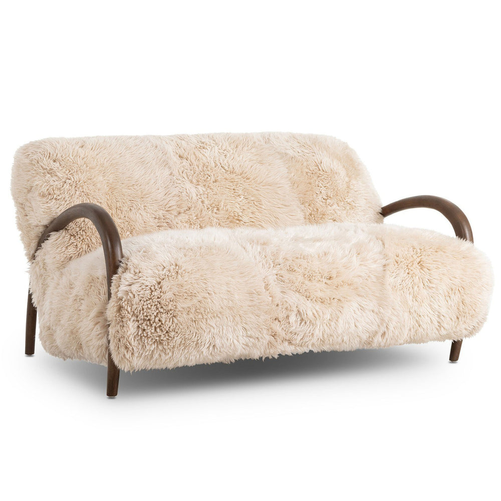 Sandro Settee, Champagne Mongolian Fur by Four Hands