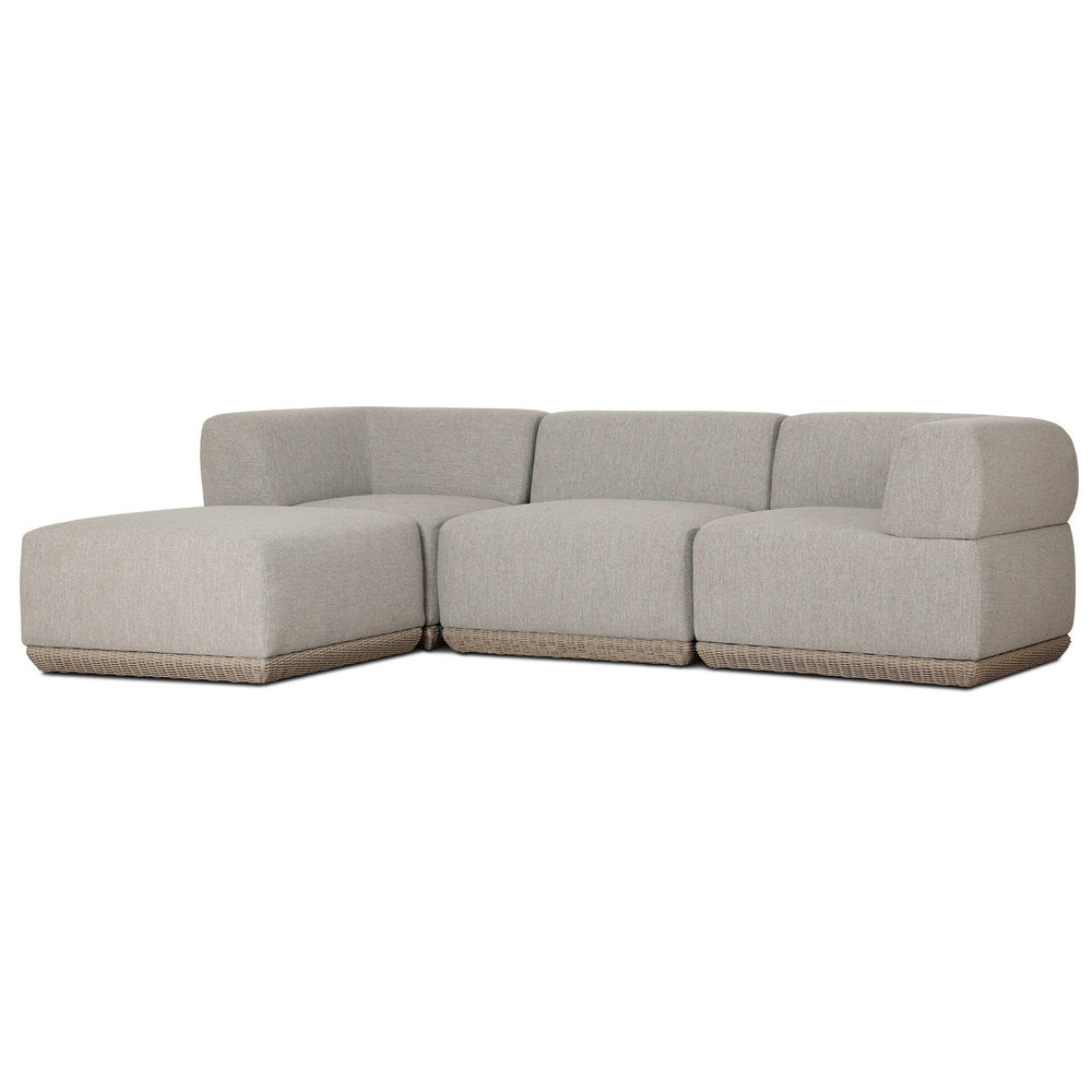 Evander Outdoor 3 Piece Sectional w/ Ottoman, Ramiro Ecru by Four Hands