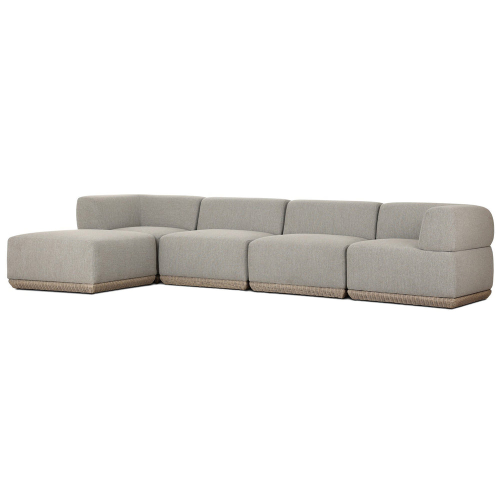 Evander Outdoor 4 Piece Sectional w/ Ottoman, Ramiro Ecru by Four Hands