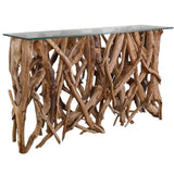 Teak Wood Console, Natural-Furniture - Accent Tables-High Fashion Home
