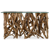 Teak Wood Console, Natural-Furniture - Accent Tables-High Fashion Home