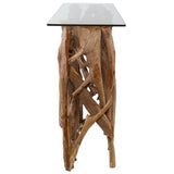 Teak Wood Console, Natural-Furniture - Accent Tables-High Fashion Home