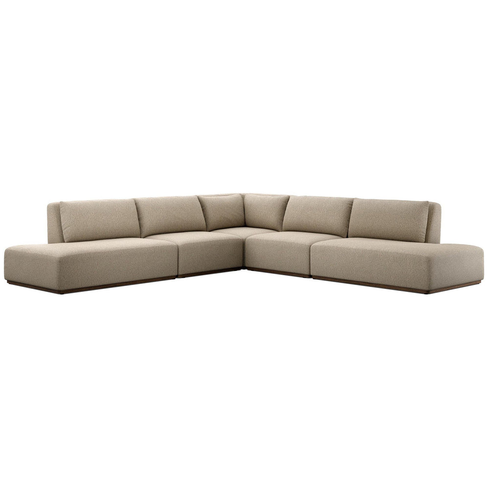 Adler Outdoor 5 Piece Sectional + Bumper Chaise, Concha Fog by Four Hands