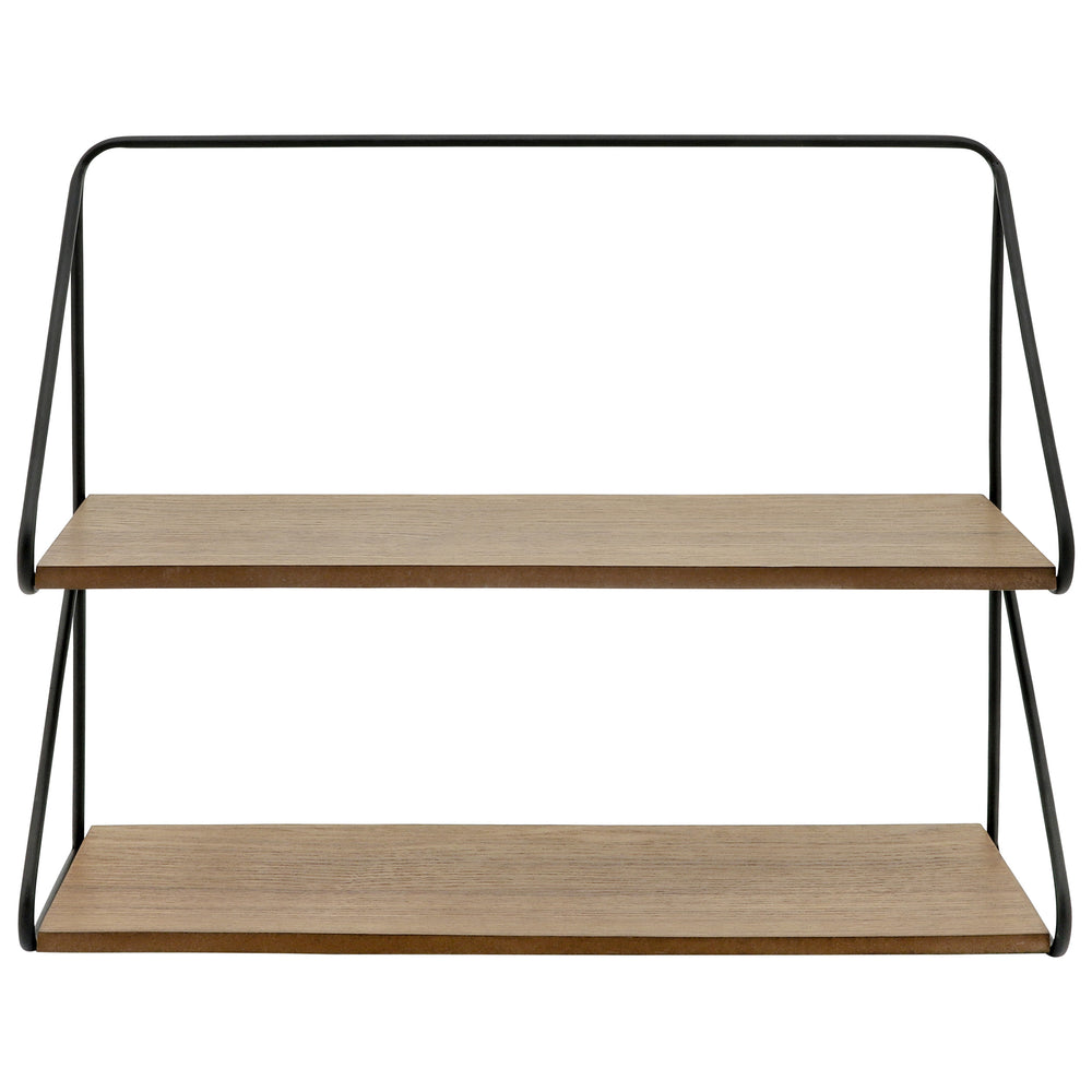 2 Tier Wall Shelf, Black/Brown