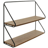 2 Tier Wall Shelf, Black/Brown