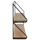 2 Tier Wall Shelf, Black/Brown