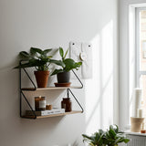 2 Tier Wall Shelf, Black/Brown