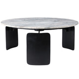 3-Footed Marble Top Coffee Table, Grey-Furniture - Accent Tables-High Fashion Home