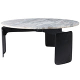 3-Footed Marble Top Coffee Table, Grey-Furniture - Accent Tables-High Fashion Home