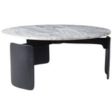 3-Footed Marble Top Coffee Table, Grey-Furniture - Accent Tables-High Fashion Home