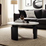 3-Footed Marble Top Coffee Table, Grey-Furniture - Accent Tables-High Fashion Home