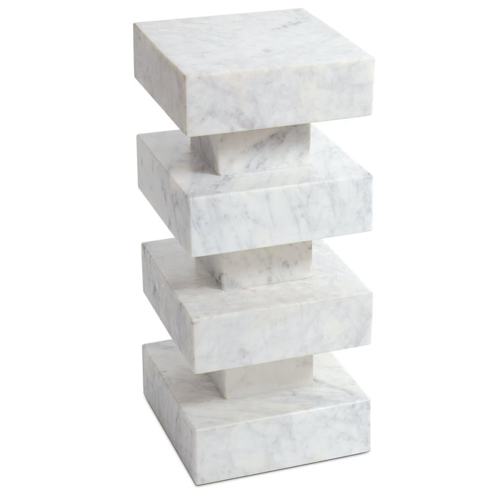 Charli Marble Accent Table, White