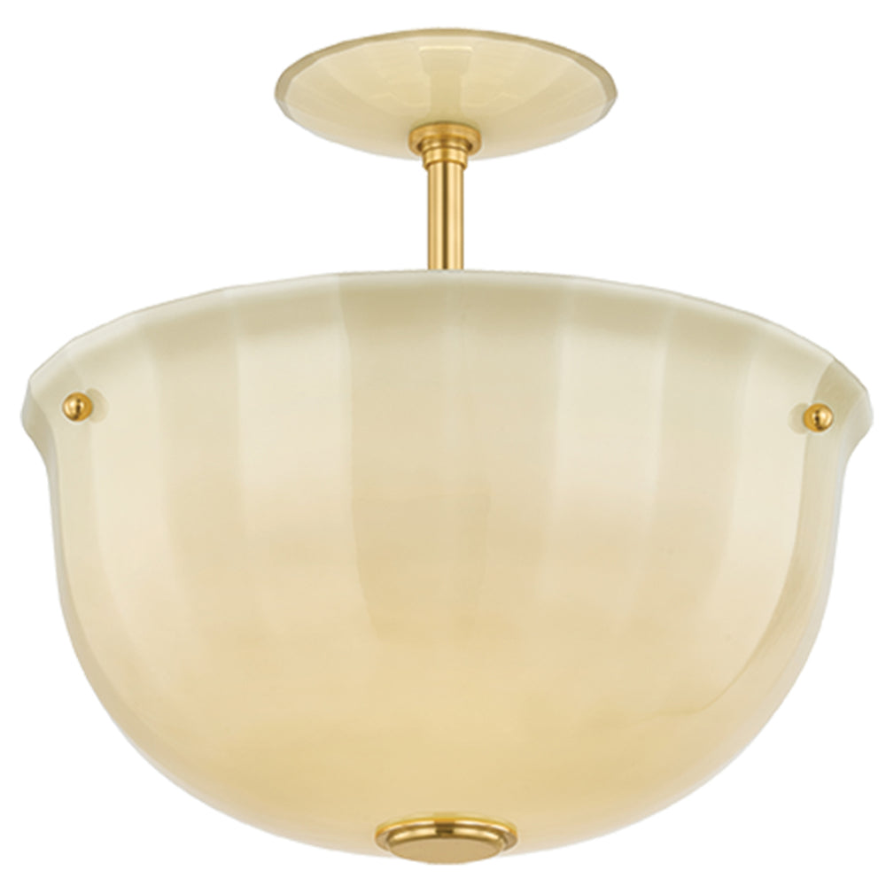 Nevins Semi Flush, Aged Brass