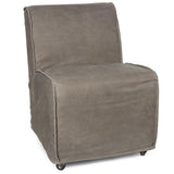 Rolling Leather Slipper Chair, Green